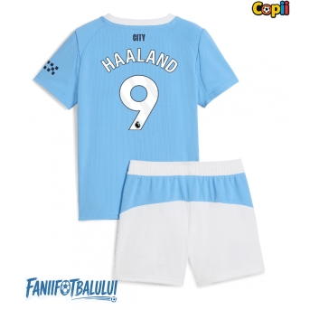 Manchester City Erling Haaland #9 Echipament de Fotbal Replică 2025-26 Copii Acasa (+ Șorturi)